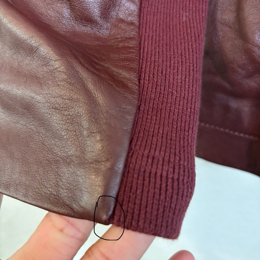 Hinge Leather Peplum Jacket in Deep Maroon Sz Medium - Picture 9 of 15